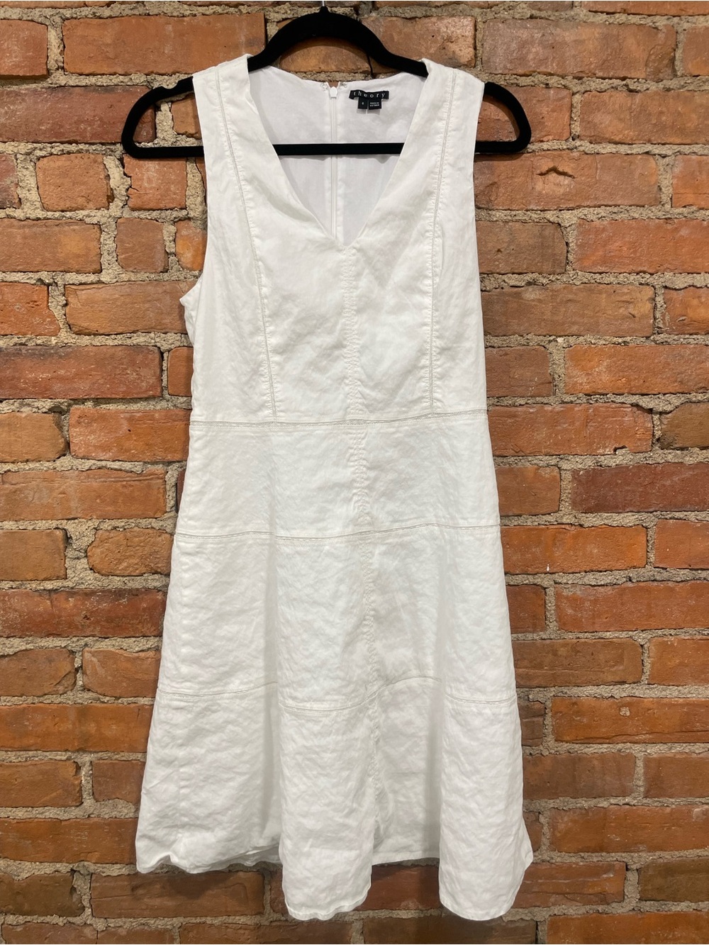 Theory Kalsington Linen Blend V-Neck Sleeveless Dress | Size 6 | EUC